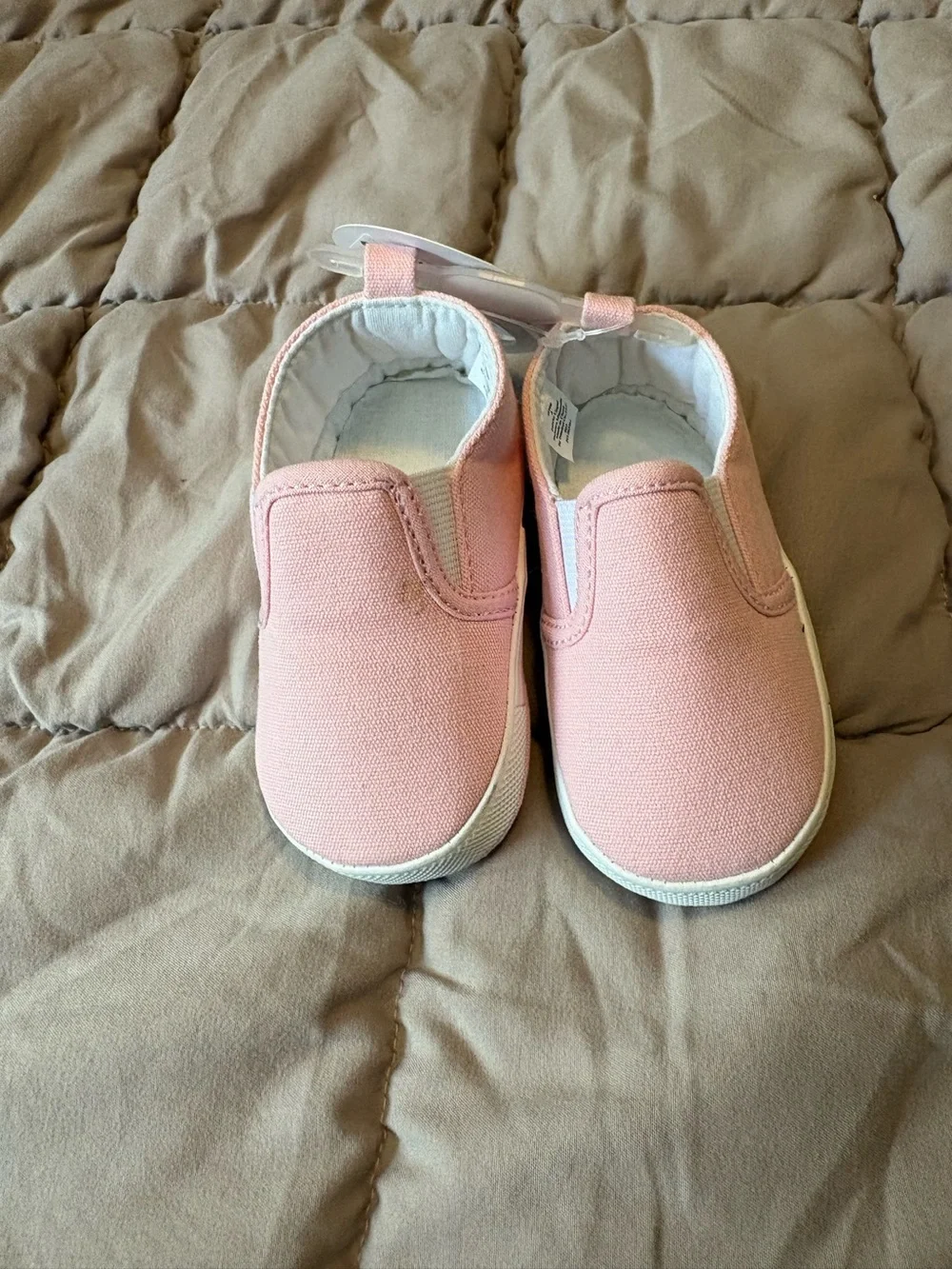 First Impressions Pink Canvas Slip-On Baby Shoes 3-6 months